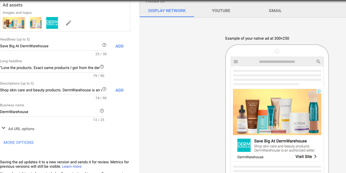 Anúncios de visualização do Google