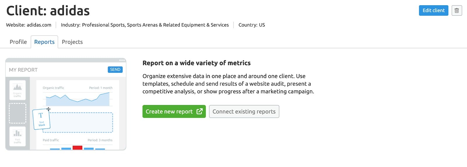rastreador de classificação de agências da semrush