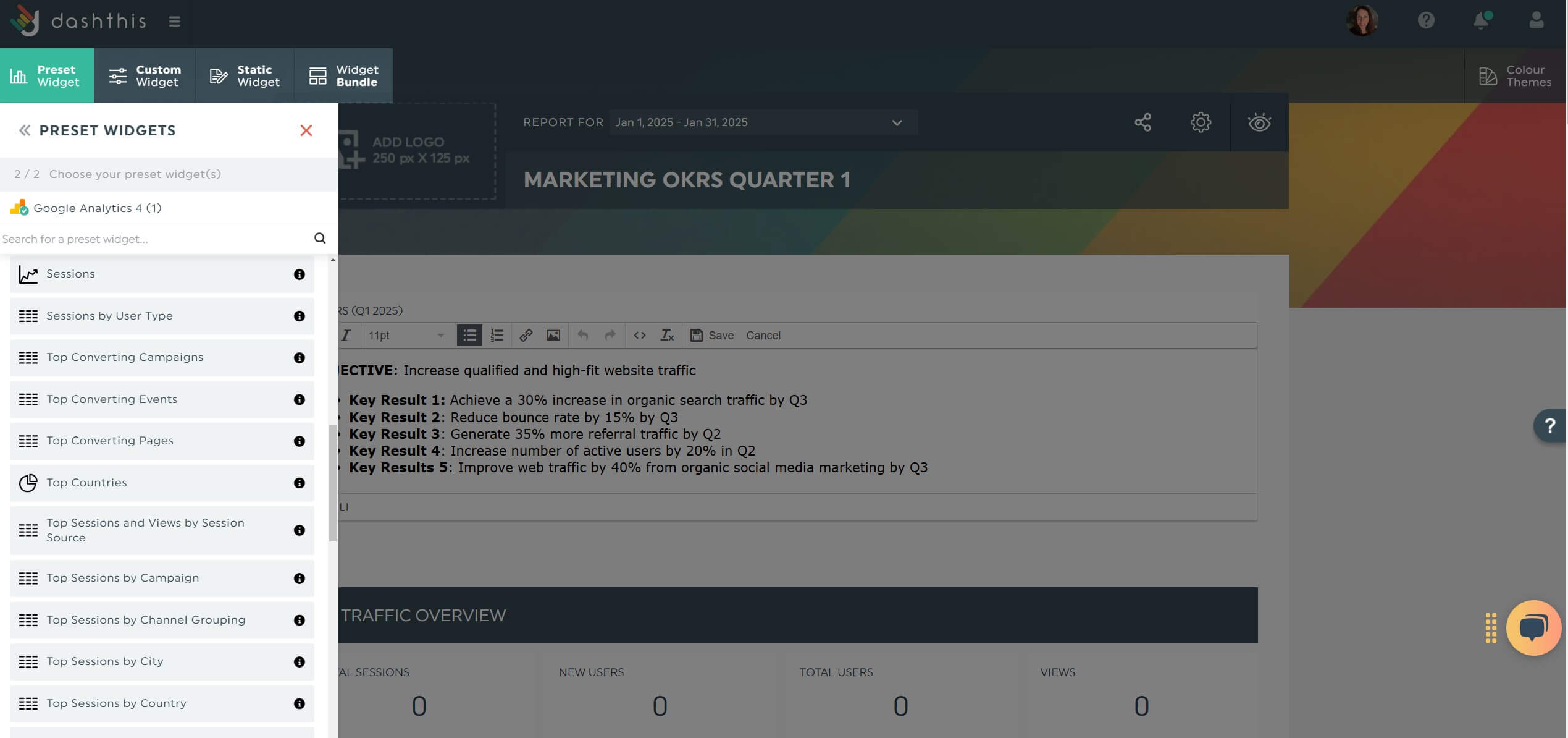 Widgets predefinidos