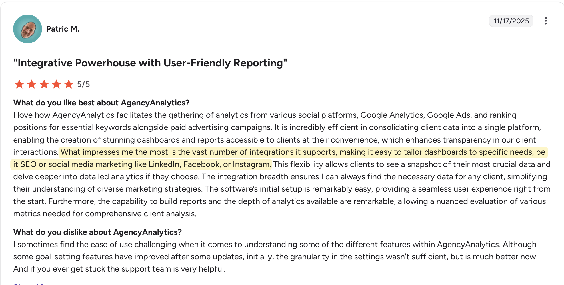 análise da G2 Agency Analytics