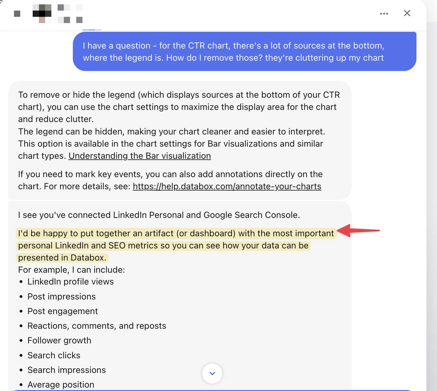Apoio ao cliente da Databox