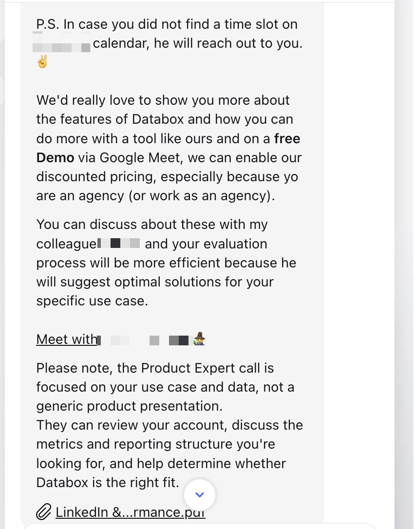 Apoio ao cliente da Databox