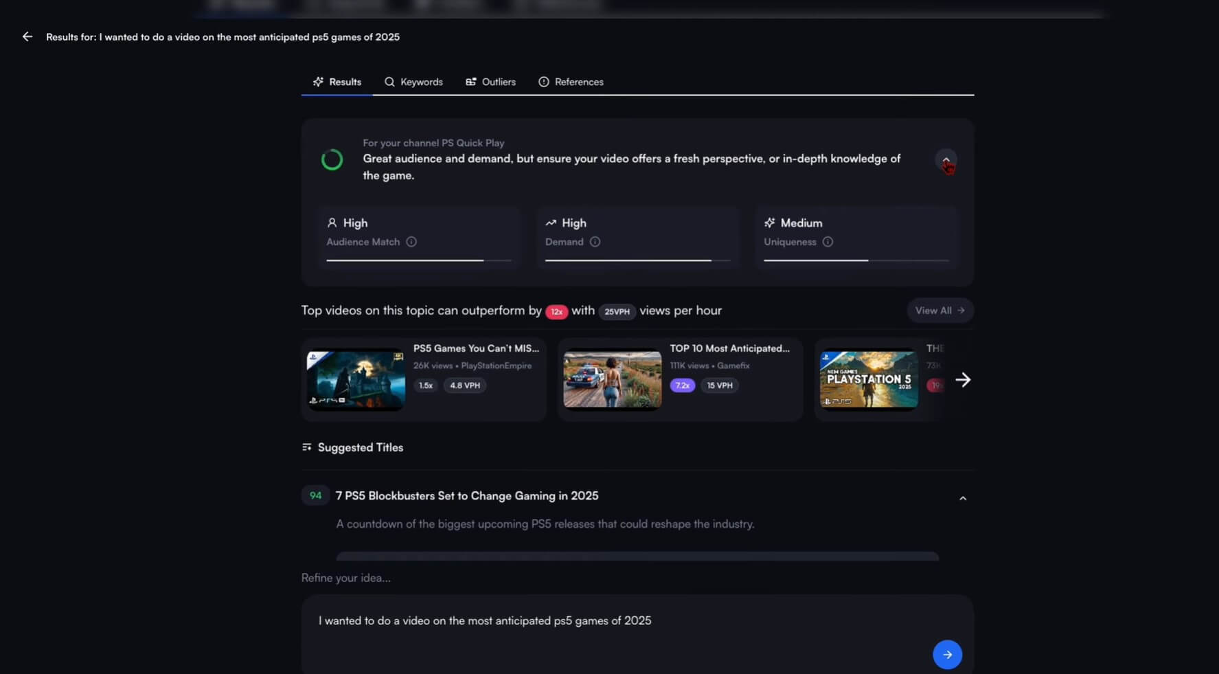 ferramenta de análise do YouTube «Vidiq»