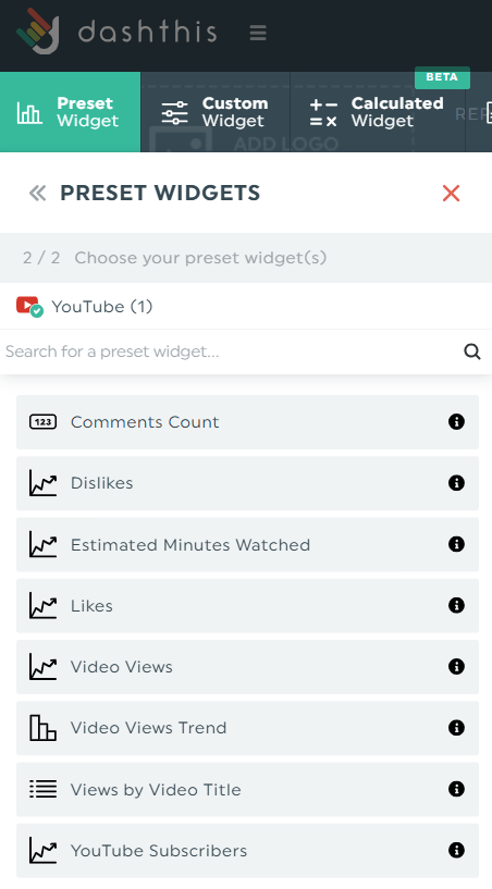 ferramenta de análise do YouTube «DashThis»